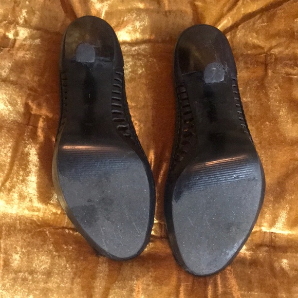 Guess 9 Black Leather Peep Toe Pumps Cut Out - Picture 5 of 6